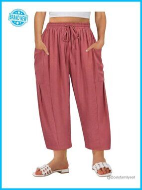 Plus Size Palazzo Harem Pants Drawstring Lightweight Casual Beach